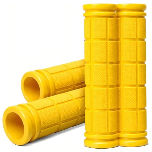 CHUNZEXI 4 PCS Bike Handlebar Grips, Rubber Bicycle Bar Grips Replacement, Non-Slip Handle Grips for Kids Bikes, Scooters, BMX, Mountain & Cruiser Bikes (Yellow)