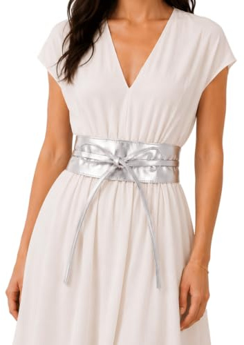 FASHIONGEN - Echtem Rindsleder Vollnarbenleder Obi Gürtel für Damen, Bindgürtel, CASSIANE
