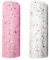 LdawyDE Rotolo di Tulle, Rotolo di Tessuto di Tulle con Paillettes, Tessuto in Tulle Glitter, adatto per realizzare decorazioni, confezioni regalo, abbigliamento (rosa + bianco, 2 pezzi)