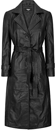 TruClothing.com Trench da Donna in Vera Pelle Mac Classic 3/4 Lungo Nero Vintage Anni '80 - Nero XL