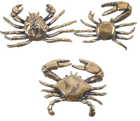 3pcs Brass Crab Mini & Small Crab Ornaments for Pets & Desktop Adornments