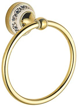 SEJAS Vintage Towel Ring, Bathroom Hand Towel Holder Wall Mounted Gold Towel Rack Round for Kitchen Bathrooms Lavatory Closets,Waterproof and Rustproof