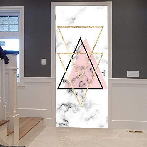 Türtapete Selbstklebend 90 X 200 Cm Geometrisches Dreieck Aus Weißem Marmor Türtapete Selbstklebend Türposter,Fototapete Selbstklebend 3D Pvc Türaufkleber Diy Türbild,Türfolie Poster Tapete