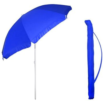 VIRSUS Ombrellone da Spiaggia 987, Diametro 240 cm, Tessuto Poliestere 440gr, Asta in metallo da 32 mm, 8 Stecche in Fibra Vetro, Snodo Regolabile, Ombrello Mare con Sacca Tracolla (Blu)