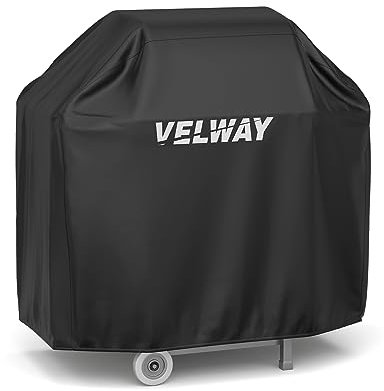 Velway Grill Abdeckhaube Gasgrill Grillabdeckung Regendicht BBQ Abdeckung Cover Schutzhülle Haube Staubdicht Grill Abdeckplane Grillschutz (117x66x117cm) —Schwarz