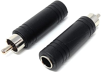 DRUT 2pcs 6.35mm Mono Jack Socket to RCA Male Phono Plug Adapter (Black)