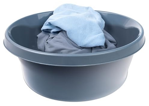 KADAX Matte Plastikwaschschüssel, Kunststoffschüssel, Runde Spülschüssel, Robuste Waschschüssel, Haushaltswasserschüssel für Badezimmer, Allzweck-Wanne (Dunkelgrau, 9L)