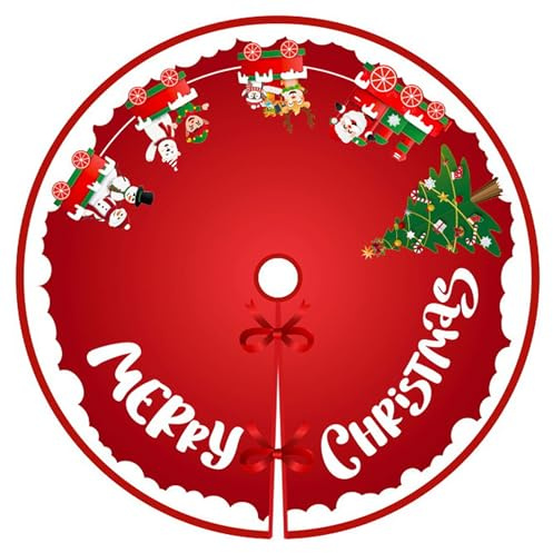 Christmas Tree Skirts,36inch Xmas Base Cover Merry Christmas Tree Skirts Snowflake Christmas Tree Skirt Rustic Farmhouse Xmas Tree Skirt for Indoor Outdoor Holiday Party