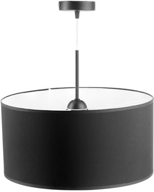 Miratic Lampada a Sospensione Lunga con Sorgente Luminosa Sostituibile E27 max. 60W (non inclusa) Paralume in Tessuto (nero)