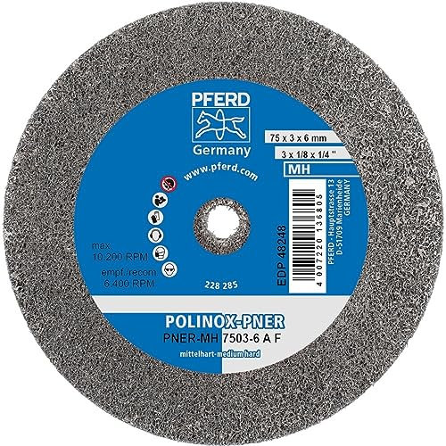 PFERD POLINOX verpresstes Vlies-Rad PNER für Geradschleifer, Biegwellen und Schleifblöcke 3 MH (mittelhart) fein 75 6-47803088