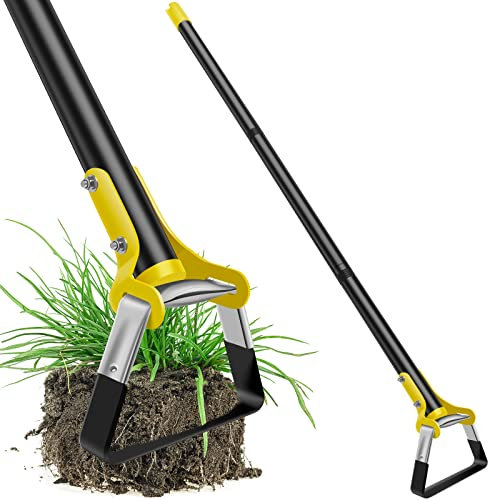 Gartenhacke mit Stiel Gartenwerkzeug Steigbügelhacke zum Pflanzen von Gemüse Garden Helper Unkrauthacke zum Gemüseanbau Gehärtete Ganzstahl-hohlhacke für Jäten Gartenarbeit Unkrautrechen (1.2 M)