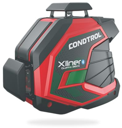 CONDTROL - Laser Ligne XLINER QUATTRO 360G Vert - Niveau Portée 40m - 2 Lignes + 1 Point d'Aplomb au Sol - Bluetooth - Garantie 2+1 Ans - Livré avec Accessoires