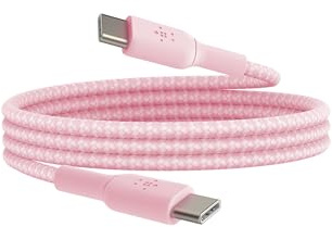 Belkin BoostCharge Braided USB-C to USB-C Cable (1m/3.3ft) for iPhone 16, iPhone 17 Pro, iPhone 17 Pro Max, Galaxy S25, S24, Galaxy Note, Pixel 10 & 9, iPad Pro, Nintendo Switch 2 and More | tangle-free braided cord, iPhone 17/16, Samsung Galaxy S25, Pixel 9, MacBook, iPad Pro, Nintendo Switch 2, travel essential