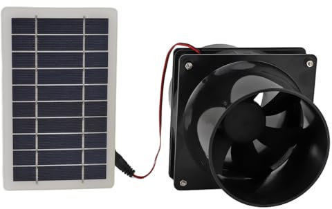 Natudeco 10 W 12 V solarbetriebener Abluftventilator, Solar-Abluftventilator, ABS-Solarpanel, Lüftungsventilator-Set für Haustierhaus, Hühnerstall, Wohnmobil, Boot, Gewächshaus