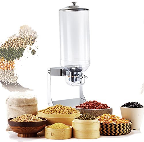 IUokLU Food Dispensers Dry Cereal Dispenser Convenient Storage Control for Cereal Nuts Coffee Beans Oatmeal Rice Candy Container 7L Each Cereals Bank (Color :，Silver-7L