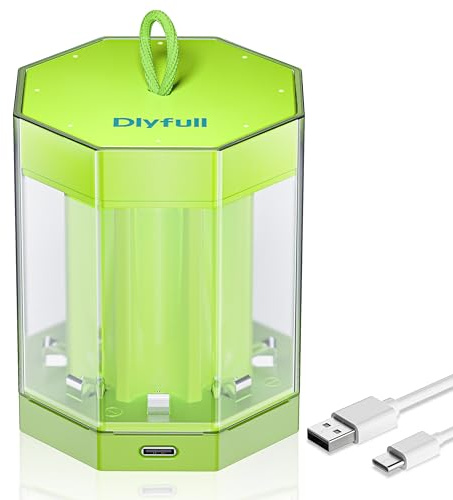 Dlyfull Ladegerät Batterien AAA AA, 8 Fach Akku Ladegerät für NI-MH/NI-CD Mignon AA und Micro AAA mit LED Anzeige, 5V/2A USB-C Schnell Batterieladegerät für Wiederaufladbaren Batterien (Grün)
