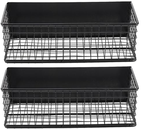 Cabilock 2pcs Large Black Magnetic Kitchen Organizer Shelf Fridge Storage Rack Hanging Basket for Refrigerator Side Wall Kitchen Storage