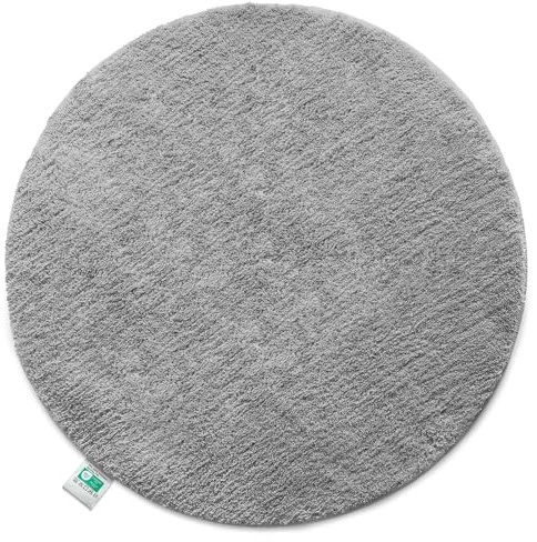 Floordirekt Badematte Sky, Badteppich in Rund, Dichtes, Flauschiges Wohlgefühl für Ihr Zuhause, Badvorleger rutschfest waschbar, schadstoffgeprüft (Silbergrau, 120 cm (Rund))