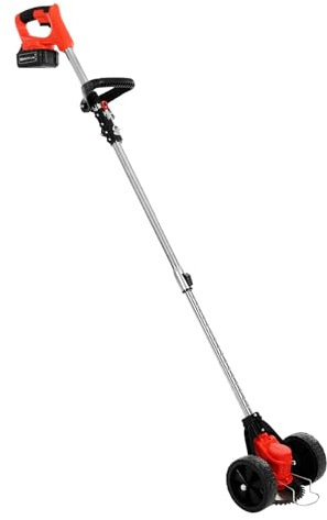 800W 18000RPM Akku-Rasentrimmer mit Teleskopstab (120-151cm), Kabelloser Rasentrimmer Schnurloser Unkrauttrimmer mit Lithium-Akku, Faltbare Elektro Rasenkantenschneider mit Abnehmbaren Räder