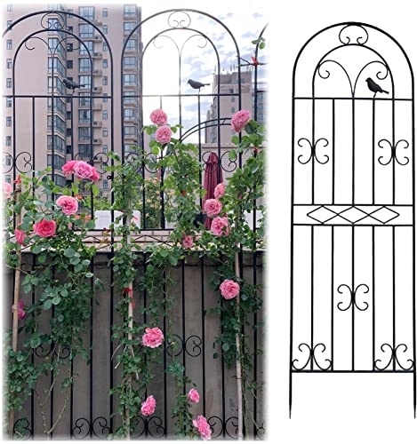 Rankgitter aus Eisen, Obelisk für Kletterrosen, Metallzaun, Blumenständer, Unterstützung und Pflanzenspalier für den Außenbereich, Innenhof, Terrasse, Rasen, Dekoration, 200 cm hoch