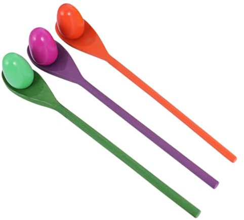 JOINPAYA Wooden Balancing Training Toy Set for Kids, 3pcs Egg and Spoon Relay Race Game, Sensory Balance Outdoor Playing Tool for Children, Random Colors