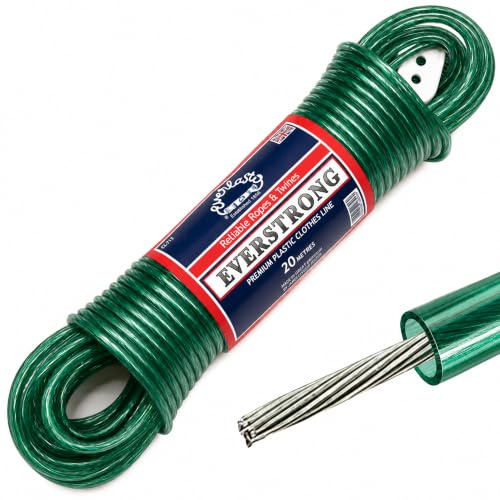 Everlasto Everstrong Wäscheleine mit Stahlkern, PVC, 4,7 mm dick, 4,7 mm x 30 m, Grün