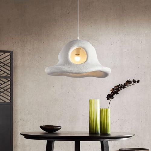 Platillo Creativo Lámparas De Araña Estilo Wabi-Sabi Iluminación Colgante Japonesa Moderna Pantalla De Cemento Luz De Techo Mesa De Comedor Suspensión E27 Altura Regulable Comedor Salón Oficina(60cm)