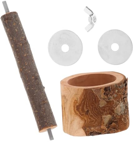 Abaodam Perchoir Bois De Pommier avec Bols De Nourriture pour Oiseaux Accessoires De Cage pour Perruches Calopsittes Conures Et Petits Oiseaux