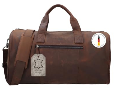 Gusti Reisetasche Leder -Hall Sporttasche Boardtasche Ledertasche Weekender Handgepäck Braun Herren Leder 25L