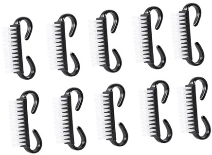 Homoyoyo Brosses à Ongles Brosse Forte et Résistante pour Manucure en Plastique Noir Lot de 10 pour Nettoyage des Ongles à Domicile Salle de Bain