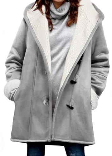 Svanco Cappotto Invernale Donna Felpa con Cappuccio Elegante Giacca Lungo Giubbotto Caldo in Pile Termici Invernali Hoodie Pullover