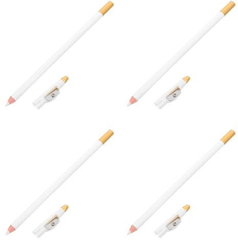 MERRYHAPY 4 Stück Teiliges Weißes Barber Pen Set mit Integriertem Anspitzer Multifunktionale Augenbrauen Haarlinienstifte für Männer und Frauen Hautfreundlich Pigmentreich für Bart