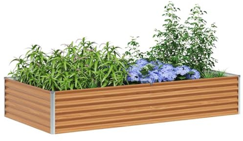vidaXL Jardinière surélevée 195 x 100 x 36 cm Acier galvanisé, Jardin et Terrasse, Bac à Plantes Métallique, Lit Élevé Extérieur, Solutions pour Espaces Urbains, Design Durable