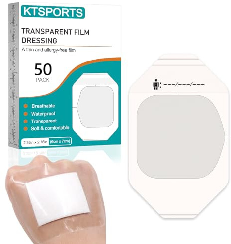 50 stycken filmförband 6 cm x 7 cm transparent förband, steril och ventilerande, vattentäta förband för att skydda sår, töjning fixering och eftervård för tatueringar
