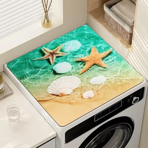 Nuyoah Alfombrilla para Lavadora Cubierta Superior para Lavadora y Secadora 60x60cm Funda Lavadora Carga Superior Washing Machine Antideslizante Protector Funda Lavadorapara el Cocina Lavandería (K)