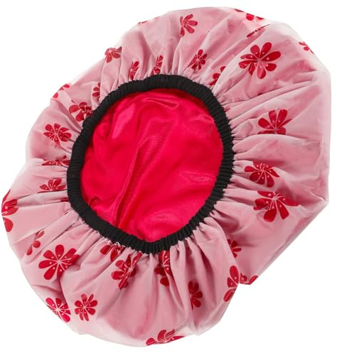 FIXOSHEE Bonnet de Bain Réutilisable en Satin pour Femmes, Double Couche Imprimée, Maintien Anti-Glisse Bandeau Intégré, Doux pour Cheveux, pour Bain