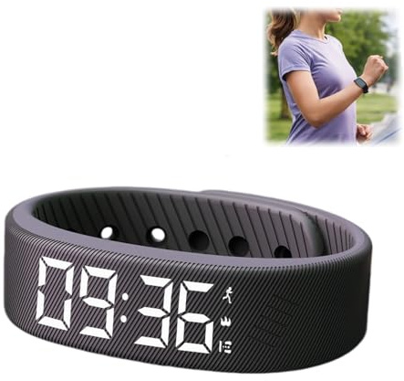 Black Digital Pedometer Step Counter Watch, No Bluetooth Fitness Tracker Watch, Waterproof Step Tracker Wristband with Health Monitoring, Simple One-Piece Design with Usb Interface, for Men & Women