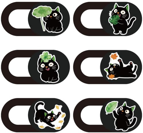 PRESSINART 6 Stück 6 Designs Katzenkamera Abdeckung Schiebe Niedliches Laptop Zubehör 0,04 Zoll Ultra Dünne Handy Computer Laptop Webcam Abdeckung Kamera Privatsphärenblocker Für Desktop Computer