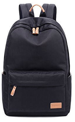 Joymoze Klassischer Einfarbiger Wasserdichter Schulrucksack für Teenager Retro Freizeit Rucksack Schwarz
