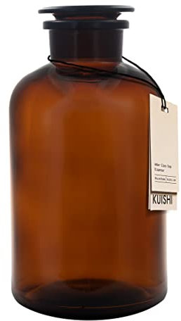 Kuishi - 1 Liter Amber Glass Storage Jar, With Lid, 45% Recycled Glass, Apothecary Jar, Reusable- Eco Friendly- Modern Home Décor