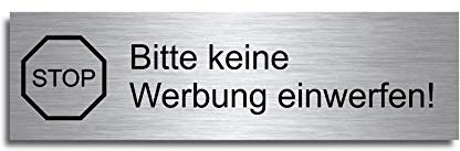 Türschild Briefkastenschild 7x2 cm Bitte keine Werbung (D9)