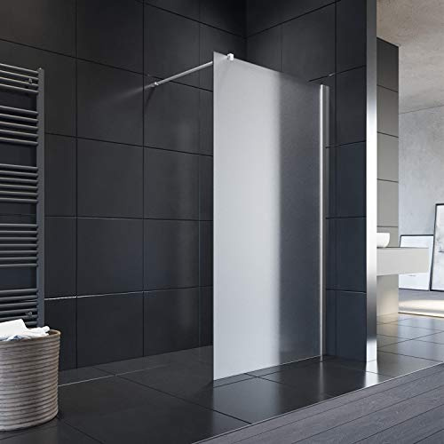 ELEGANT 100x200 cm Walk-In Dusche mit Stabilisator aus 8 mm Vollsatiniert Glas inkl. Nanobeschichtung