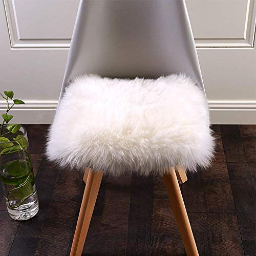 YDFYX Lammfell Schaffell Teppich Kunstfell Dekofell in Super weich Lammfellimitat Teppich Longhair Fell Optik Nachahmung Wolle Bettvorleger Sofa Matte (C-Weiß, 45 x 45cm)