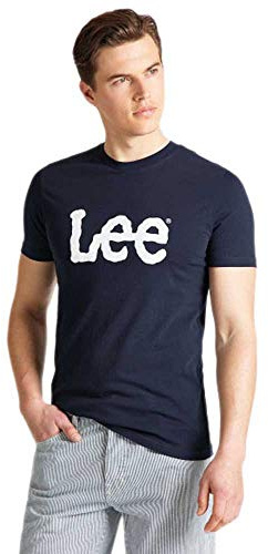 LEE - Camiseta Hombre - Corte Regular - Wobbly Logo Tee - Navy Drop