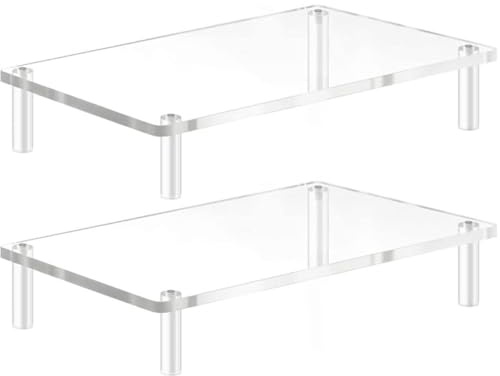 YestBuy Transparenter Acryl-Monitorständer für Laptop, iMac, PC, Drucker, Bürobedarf, platzsparende Plattform (38,1 x 23,6 cm)