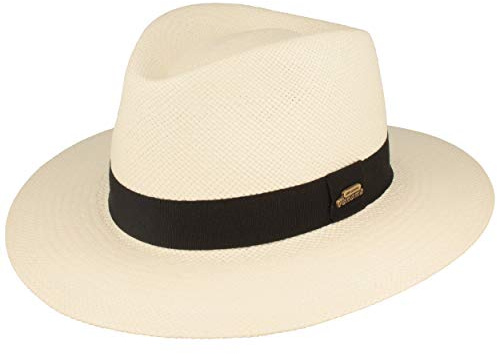 Breiter ORIGINAL Panama Hut, Strohhut, Sommerhut, Made IN Italy, Handgeflochten, UV-Schutz 50+, Bruchschutz, Weiß, XL
