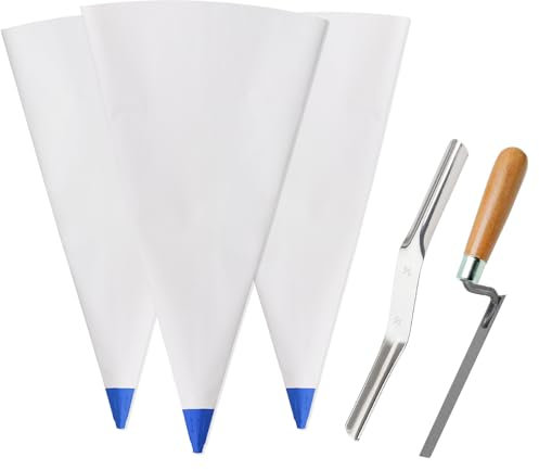 Tahikem 3 Pack Tile Grout Masonry Mortar Bag, 30 x 60 cm Heavy Duty Tear Resistant Puncture Tip Cement Sealer, Grouting Bag (12x24 inch, Blue)