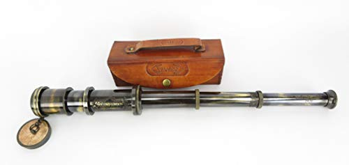 antikes altes Fernrohr Fernglas Messing mit Kunstleder Etui Tasche Teleskop