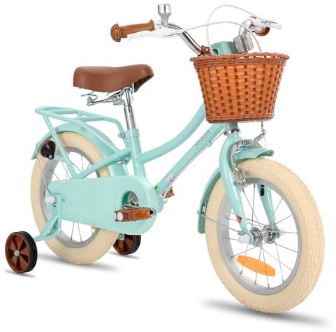 STITCH MANCHI 16 Zoll Kinderfahrrad mit Korb & Stabilisatoren für 4 5 6 7 Jahre alte Mädchen & Jungen, Mintgrün