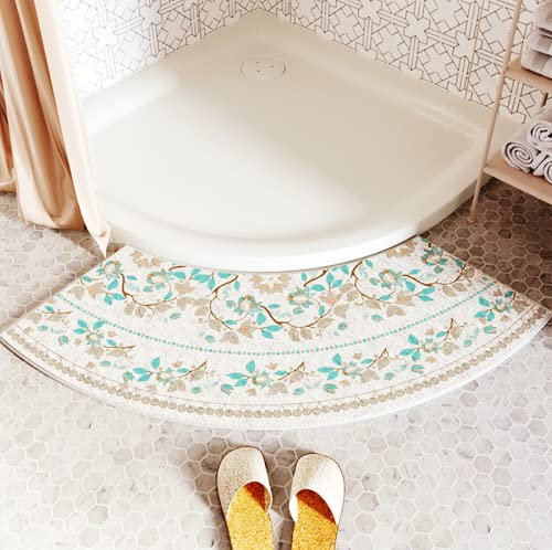 YZBBSH Duschmatte Gebogen 45x100cm Super saugfähige Badematte Halbrund, Duschvorleger Eckdusche aus Mikrofaser ​rutschfest, Waschmaschinenfest,D